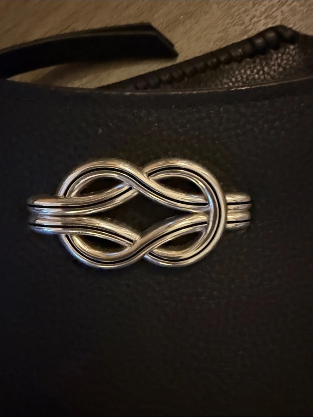 Brighton Black Leather Crossbody with Silver Knot & Heart Charm- Fletcher